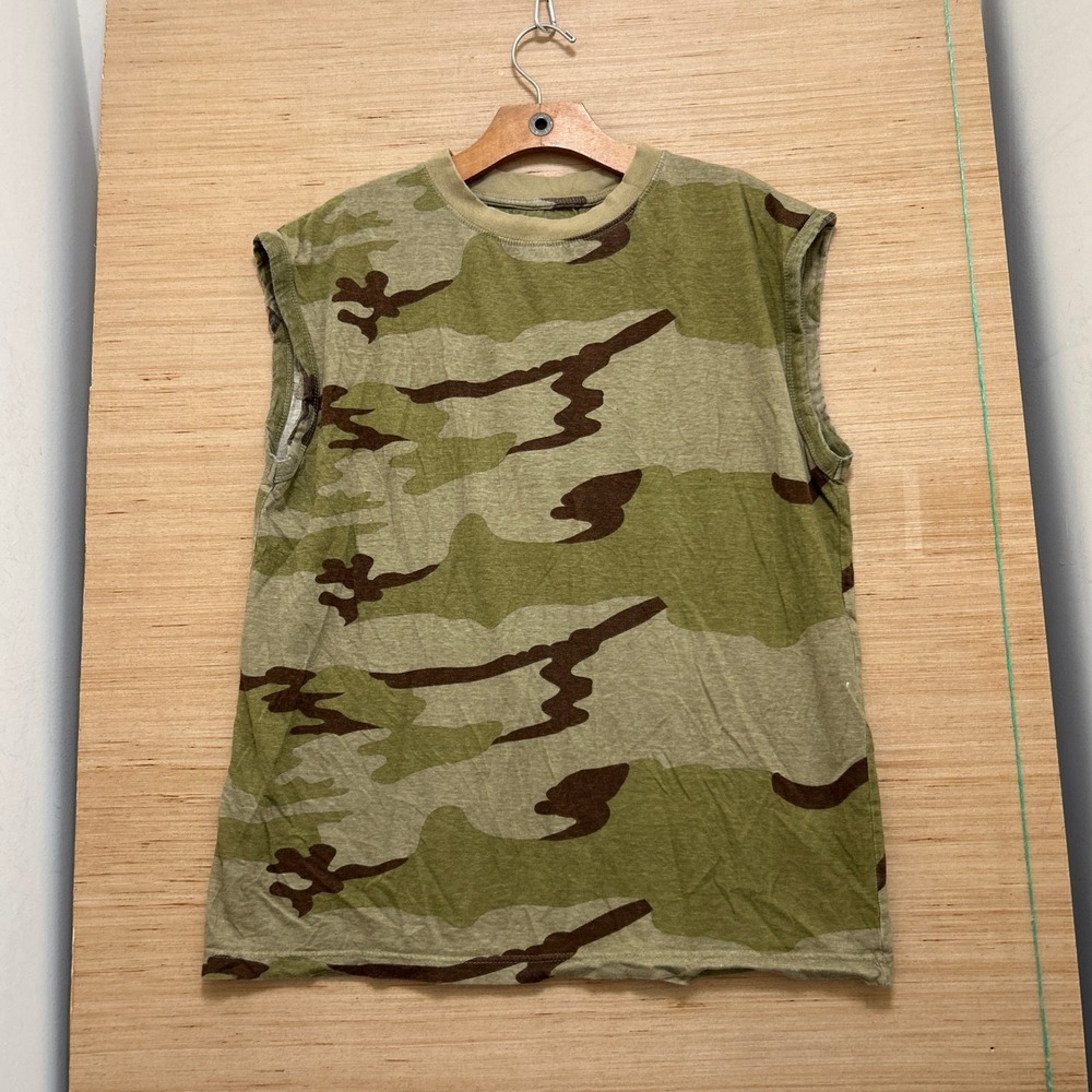 Rugged Wear Hunter's Peak Mens Camo Sleeveless Muscle Tee Shirt Large Green Tan